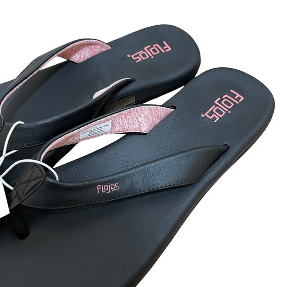 Flojos Womens Memory Foam Flip Flop Thong Sandal Size US 11 Black Pink NEW - Picture 3 of 4